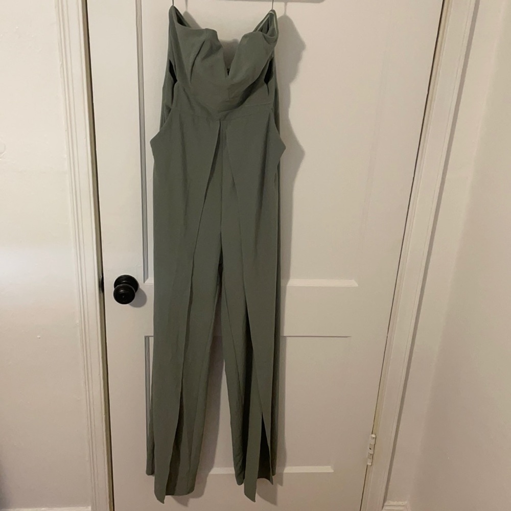 Sage Split Leg Cut Out Strapless Jumpsuit